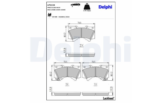 Brake Pad Set, disc brake LP2134 Delphi