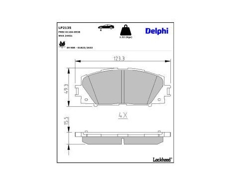 Brake Pad Set, disc brake LP2135 Delphi, Image 3