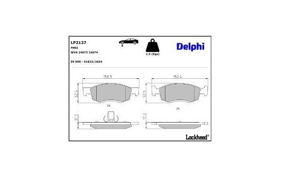 Brake Pad Set, disc brake LP2137 Delphi