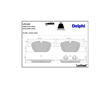 Brake Pad Set, disc brake LP2140 Delphi, Image 3