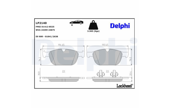 Brake Pad Set, disc brake LP2140 Delphi, Image 3