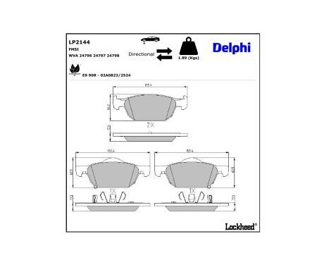 Brake Pad Set, disc brake LP2144 Delphi, Image 3