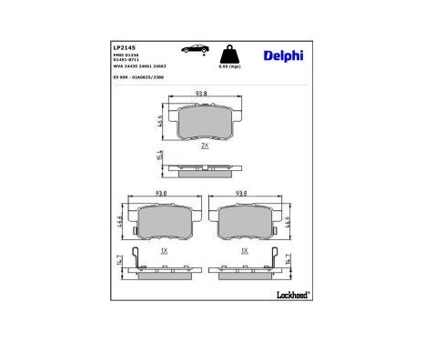 Brake Pad Set, disc brake LP2145 Delphi