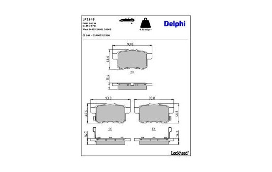 Brake Pad Set, disc brake LP2145 Delphi