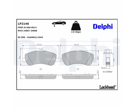 Brake Pad Set, disc brake LP2146 Delphi