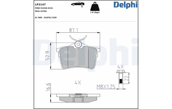 Brake Pad Set, disc brake LP2147 Delphi