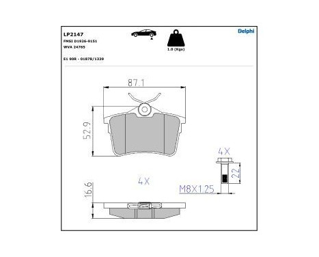 Brake Pad Set, disc brake LP2147 Delphi, Image 5