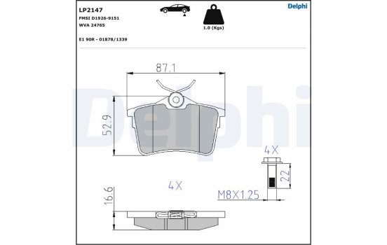 Brake Pad Set, disc brake LP2147 Delphi, Image 5