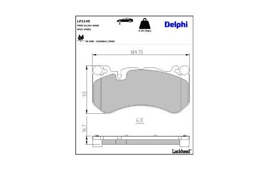 Brake Pad Set, disc brake LP2149 Delphi