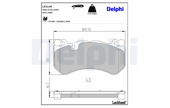 Brake Pad Set, disc brake LP2149 Delphi, Image 3