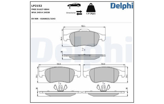 Brake Pad Set, disc brake LP2152 Delphi