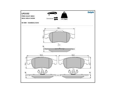 Brake Pad Set, disc brake LP2152 Delphi, Image 5