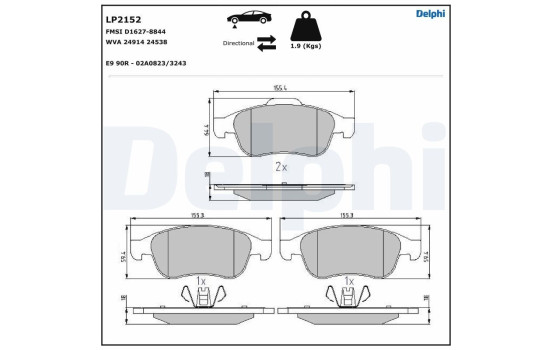 Brake Pad Set, disc brake LP2152 Delphi, Image 5