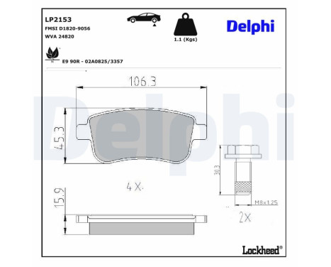 Brake Pad Set, disc brake LP2153 Delphi
