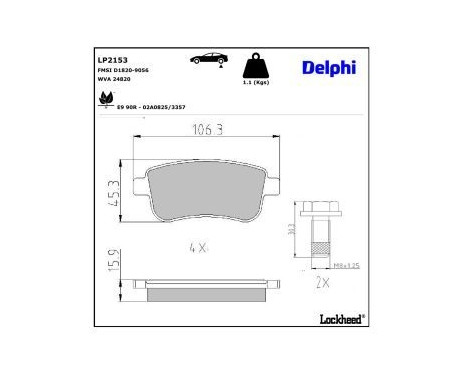 Brake Pad Set, disc brake LP2153 Delphi, Image 4