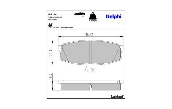 Brake Pad Set, disc brake LP2154 Delphi