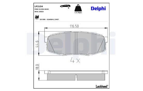 Brake Pad Set, disc brake LP2154 Delphi