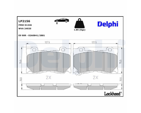 Brake Pad Set, disc brake LP2156 Delphi