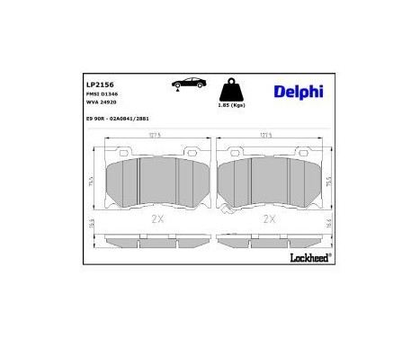 Brake Pad Set, disc brake LP2156 Delphi