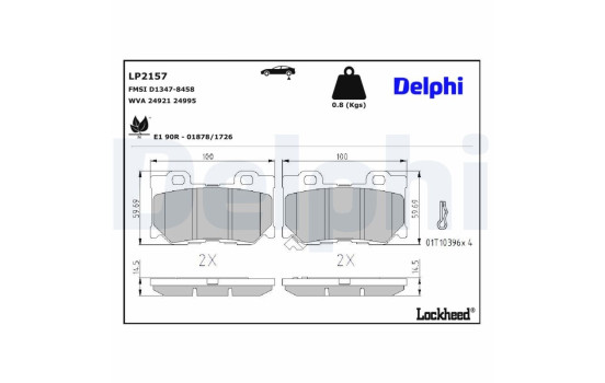 Brake Pad Set, disc brake LP2157 Delphi