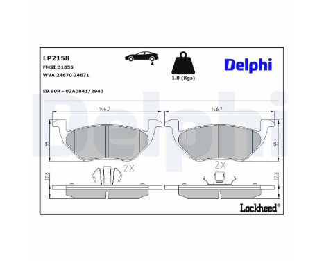 Brake Pad Set, disc brake LP2158 Delphi
