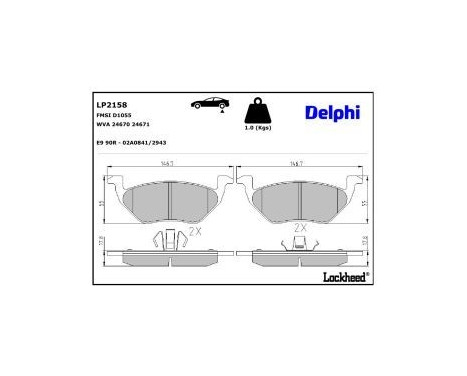 Brake Pad Set, disc brake LP2158 Delphi