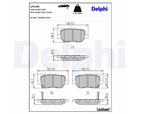 Brake Pad Set, disc brake LP2160 Delphi