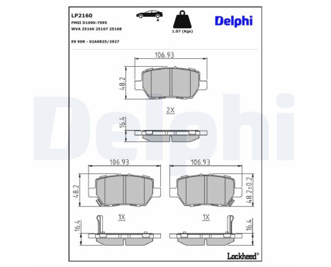 Brake Pad Set, disc brake LP2160 Delphi