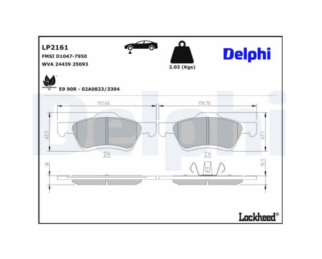Brake Pad Set, disc brake LP2161 Delphi