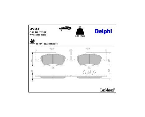 Brake Pad Set, disc brake LP2161 Delphi