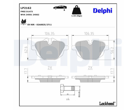 Brake Pad Set, disc brake LP2162 Delphi