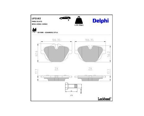 Brake Pad Set, disc brake LP2162 Delphi, Image 4