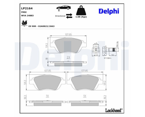 Brake Pad Set, disc brake LP2164 Delphi