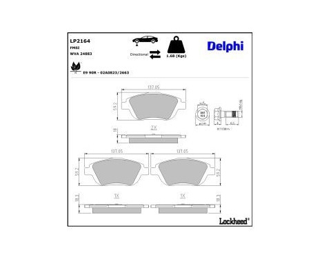 Brake Pad Set, disc brake LP2164 Delphi, Image 4