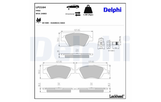 Brake Pad Set, disc brake LP2164 Delphi, Image 4