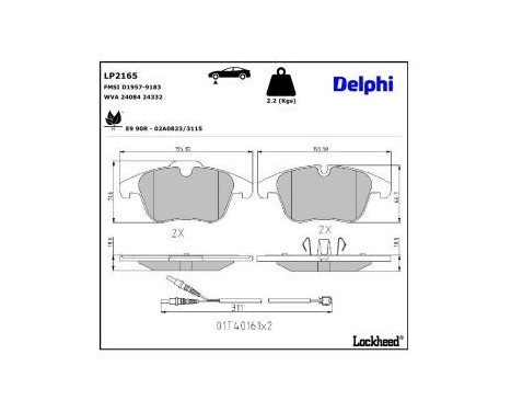 Brake Pad Set, disc brake LP2165 Delphi, Image 3