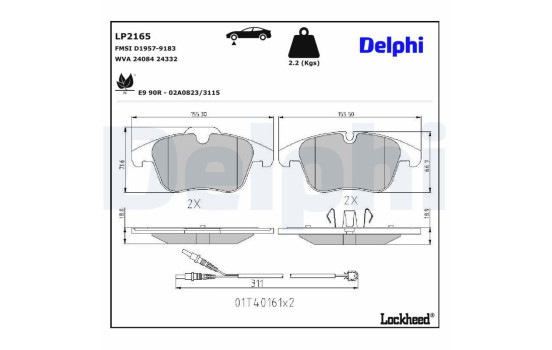 Brake Pad Set, disc brake LP2165 Delphi, Image 3