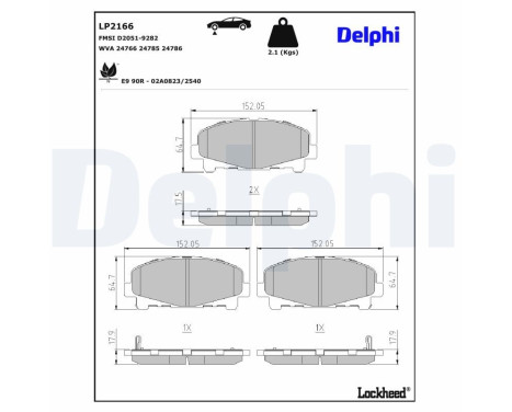 Brake Pad Set, disc brake LP2166 Delphi