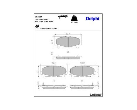 Brake Pad Set, disc brake LP2166 Delphi
