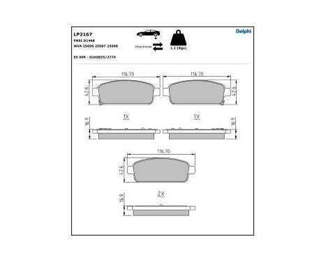 Brake Pad Set, disc brake LP2167 Delphi, Image 5