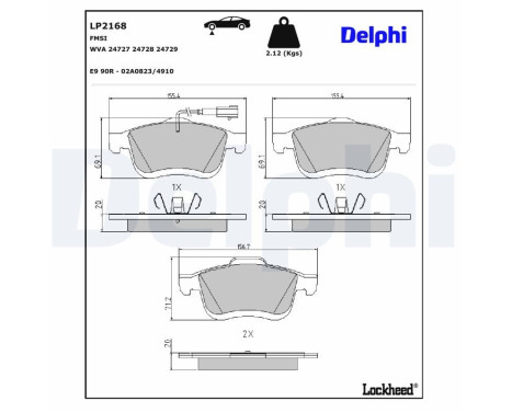 Brake Pad Set, disc brake LP2168 Delphi