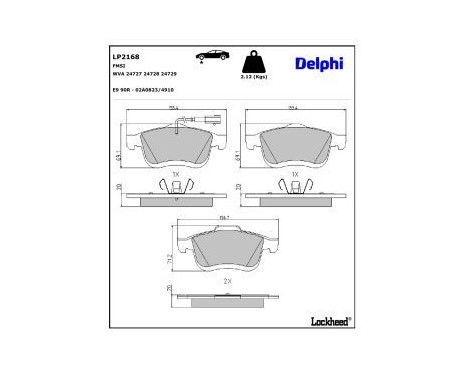 Brake Pad Set, disc brake LP2168 Delphi, Image 4