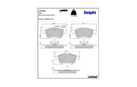 Brake Pad Set, disc brake LP2168 Delphi, Image 4