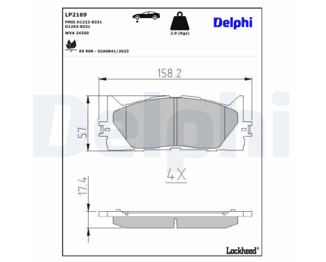 Brake Pad Set, disc brake LP2169 Delphi