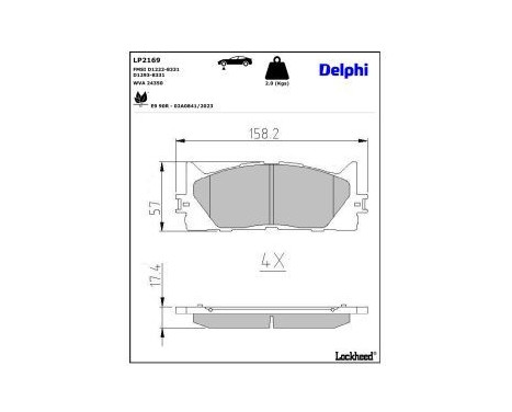 Brake Pad Set, disc brake LP2169 Delphi