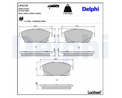 Brake Pad Set, disc brake LP2170 Delphi