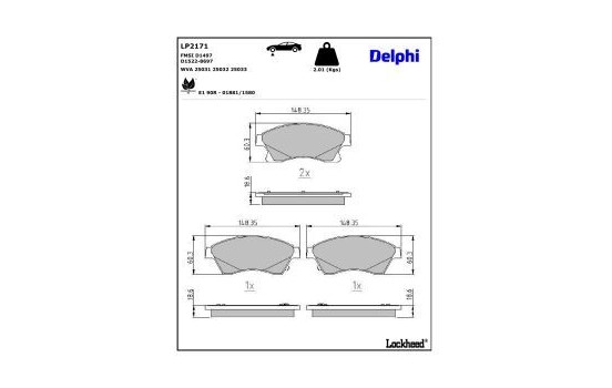 Brake Pad Set, disc brake LP2171 Delphi, Image 4