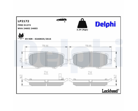 Brake Pad Set, disc brake LP2172 Delphi