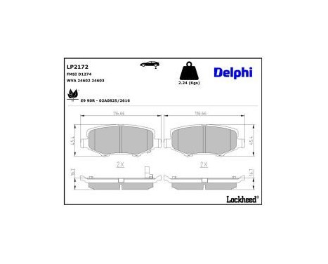 Brake Pad Set, disc brake LP2172 Delphi, Image 3