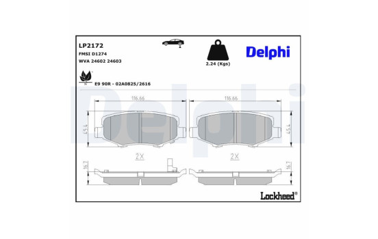 Brake Pad Set, disc brake LP2172 Delphi, Image 3